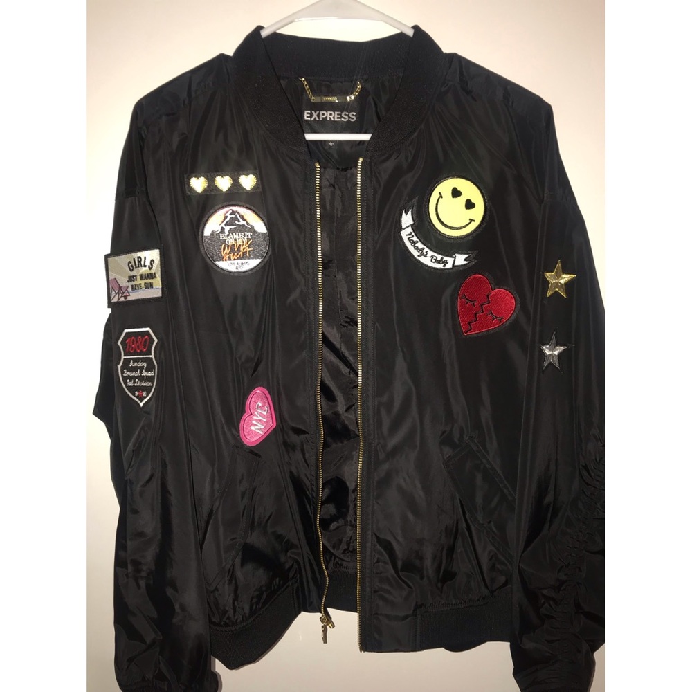 Express Black Bomber with Patches